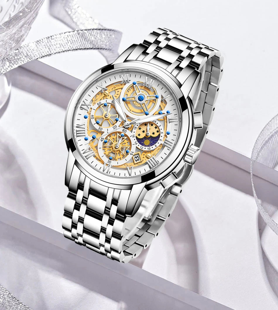 LIGE 2024 Gold Women Watch - Waterproof Sport Quartz Chronograph