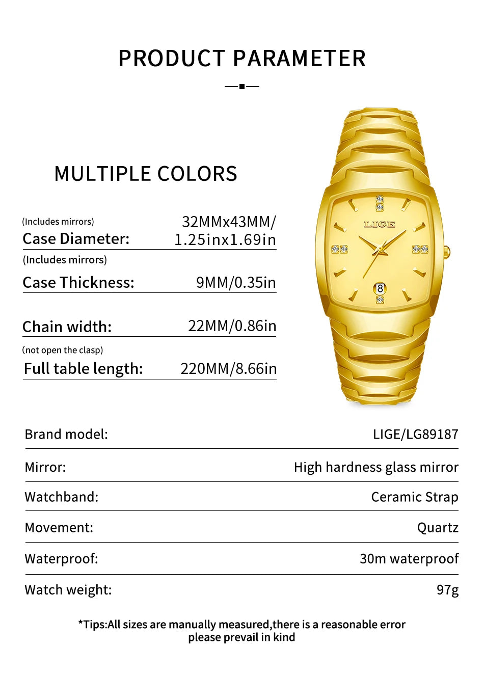 LIGE Fashion Luxury Ceramic Watch - Simple Elegant Calendar Women