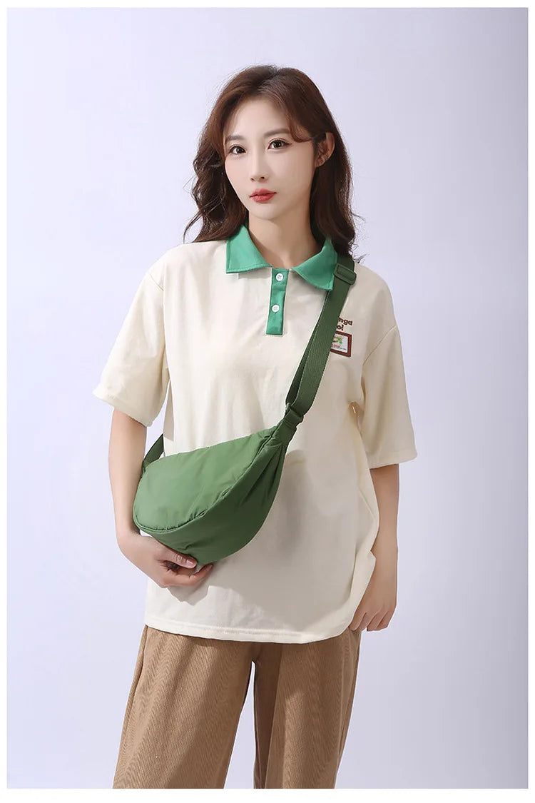Simple Design Women's Messenger Bag Fashion Ladies Nylon Hobos Small Shoulder Bags Vintage Female Girls Purse Cloth Handbags
