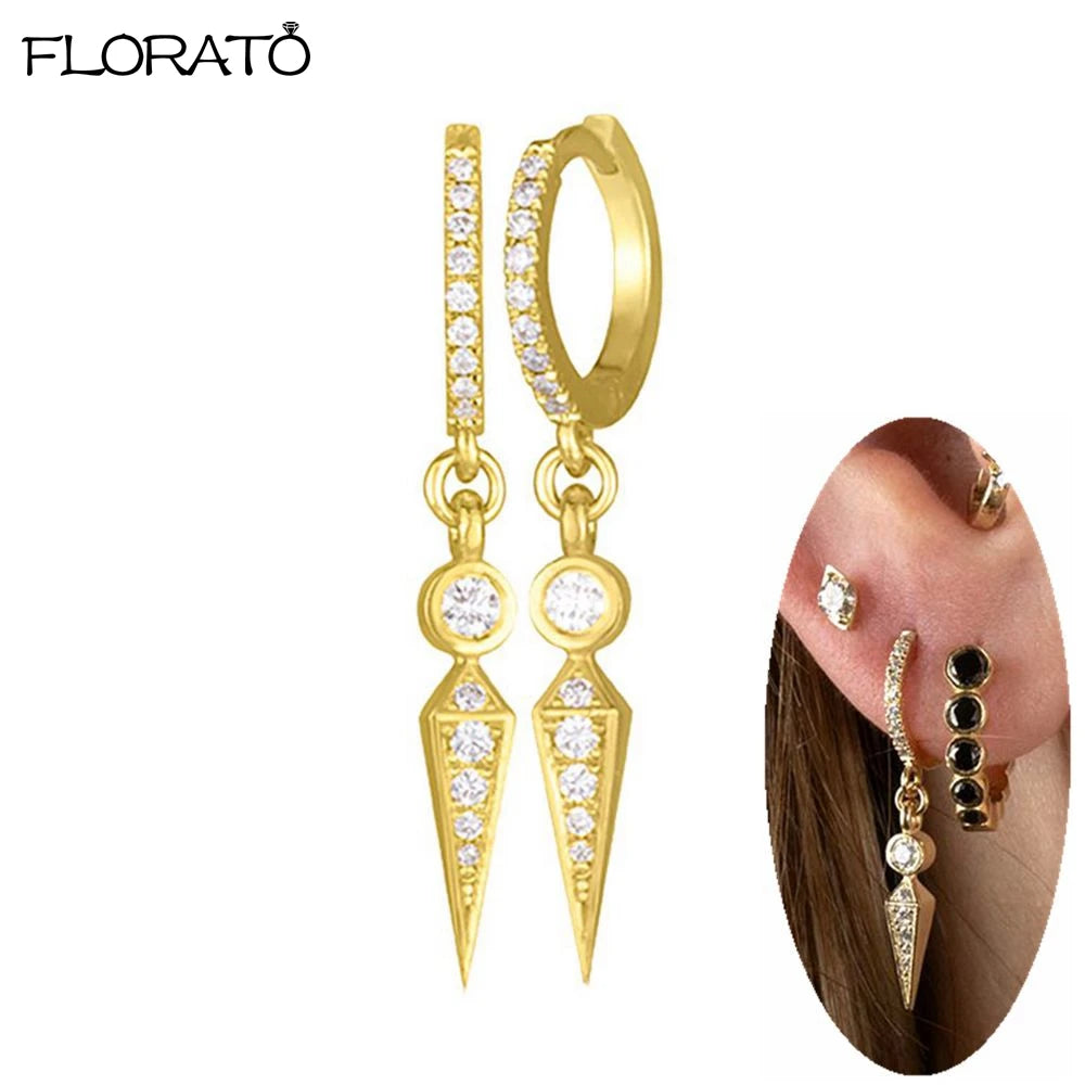 925 Sterling Silver Needle Punk Spike Rivet Hoop Earrings For Women Huggie Earrings Ear Cuff Piercing Earring Gothic Jewelry