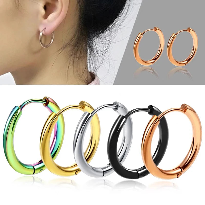 10/20Pcs Minimalist 316L Stainless Steel Small Hoop Earrings For Women Man Classic Round Earrings Fashion Ear Piercing Jewelry