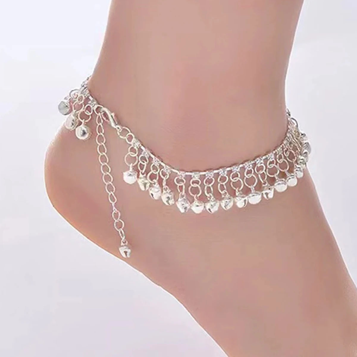 1PC Women's Fashion Trendy Single Row Small Bell Foot Chain Hand Decoration Outdoor Tourism Beach Banquet Party Holiday Gift