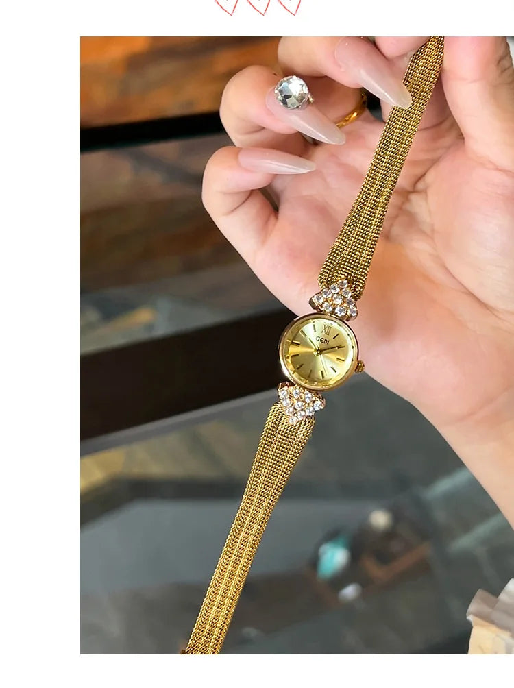 GEDI Luxury Retro High-End Ladies Watches Niche Vintage Quartz Woman Wristwatch Diamond Fashion Casual Watches for Woman