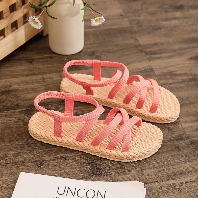 Women's Sandals Flat Sandals Fashion Soft Sole Sandals Summer New Non-slip Sandal Lightweight Casual Shoes Slip on Beach Shoes