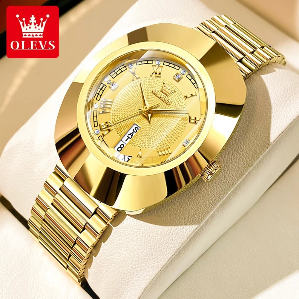 OLEVS Top Luxury Brand Ladies' Watch Elegant Fashion Gold Stainless Steel Women's Watches Calendar Waterproof Quartz Wristwatch