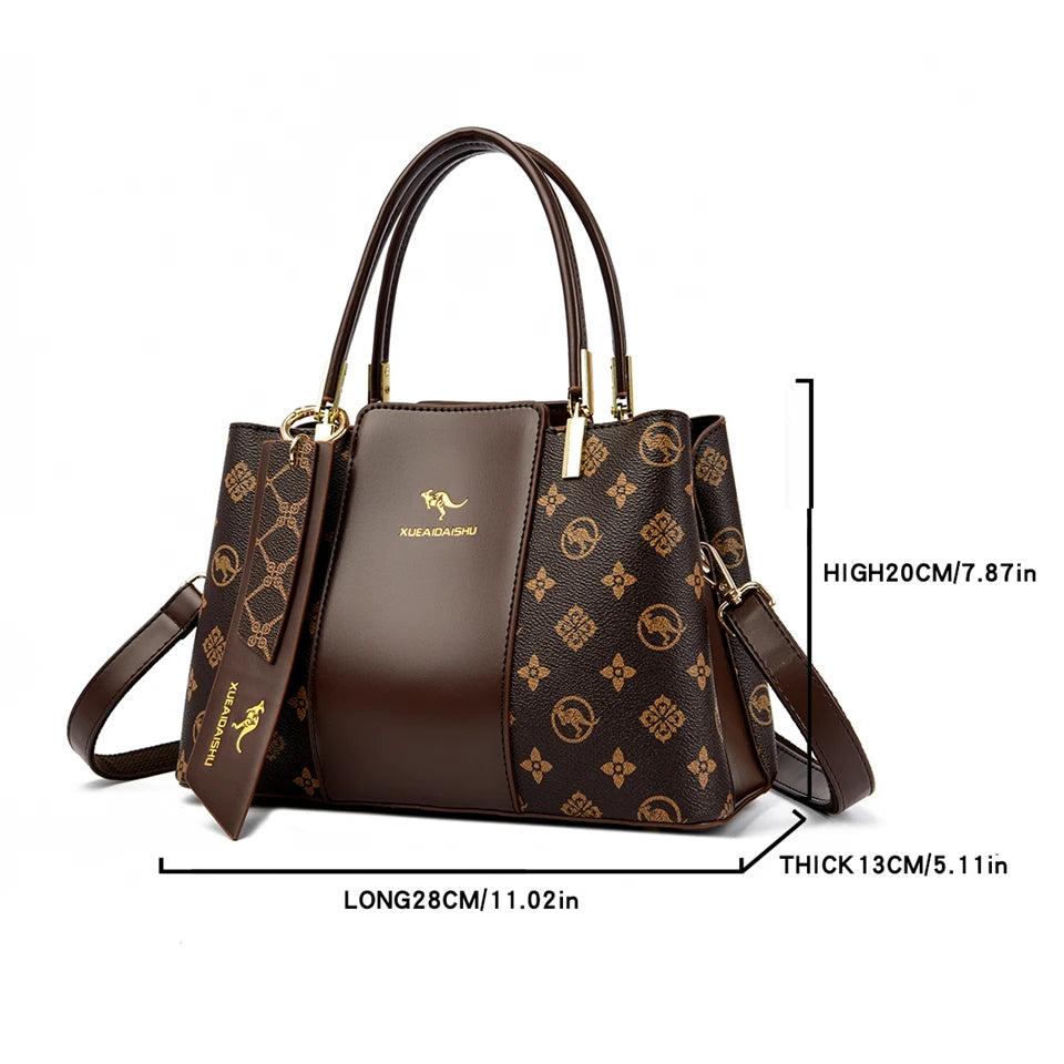 Luxury Print Leather Handbag - Large Capacity Crossbody Shoulder Bag