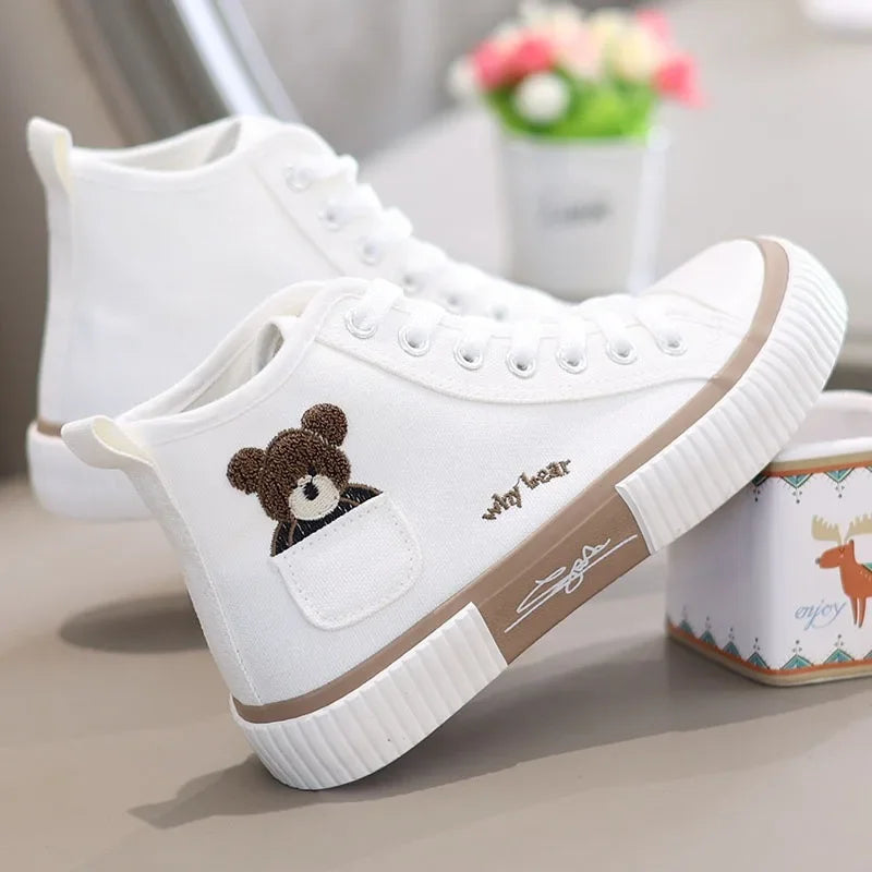 Women's Cute Canvas Sneakers - Breathable Vulcanized Sport Shoes