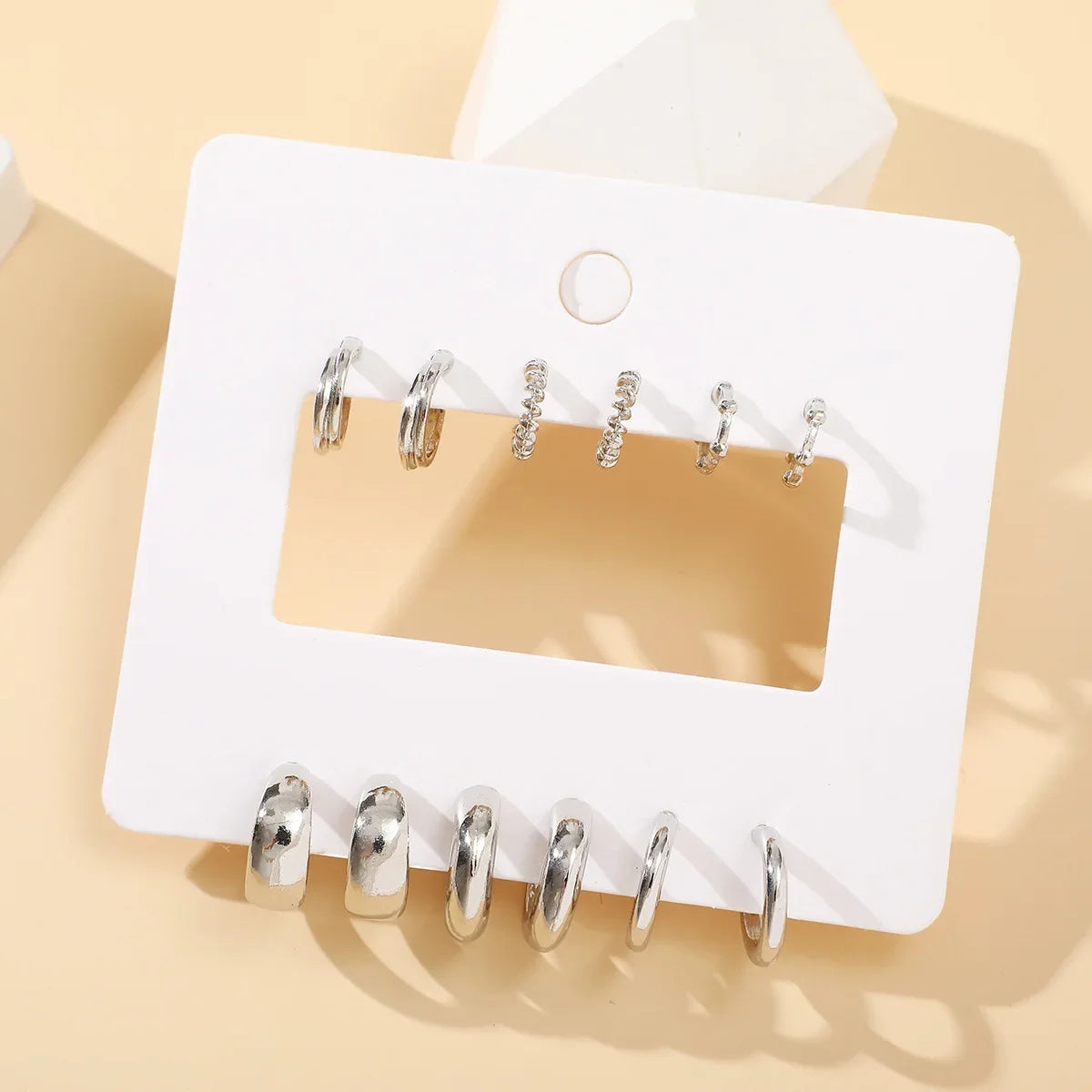 3Pairs Set Fashion Stainless Steel Crystal Oval Huggie Hoop Earrings for Women 18K Gold Plated Dangle Hoop Earring Punk Jewelry