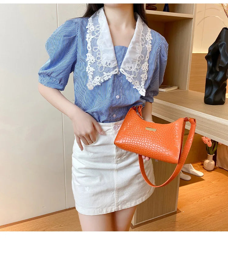 Fashion Shoulder Bag Crocodile Pattern Underarm Bag for Women Exquisite Crossbody Tote Purse Luxury Brand Handbags Shopping Bags