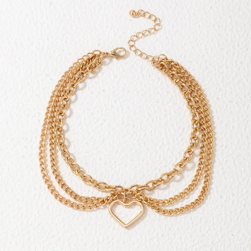 Classic Snake Multi-layer Anklet For Women Starfish Heart Shell Sexy Chain On Foot Leg Female Ankle Bracelet Beach Jewelry