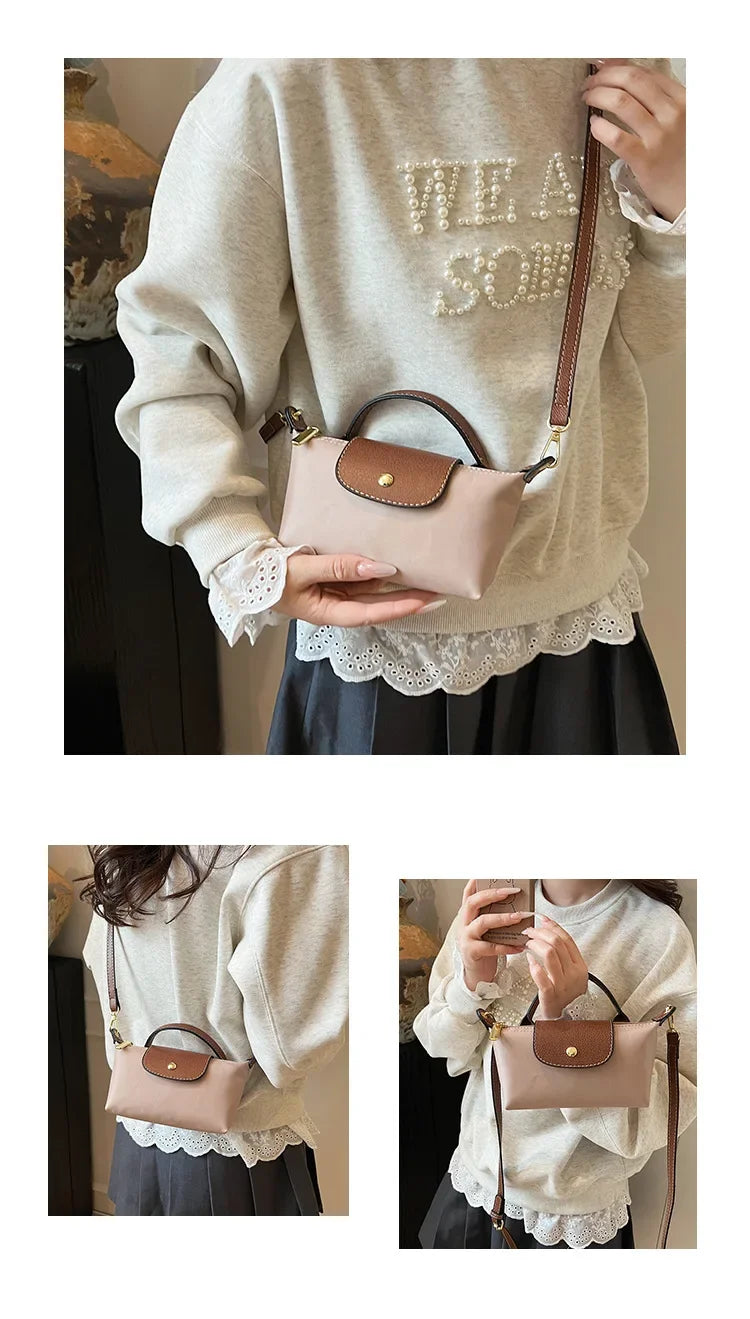 Retro Fashion Nylon Dumpling Bag Women's Crossbody Handbag Soft Polyester Lining Zipper Closure Shoulder Bag Handbag