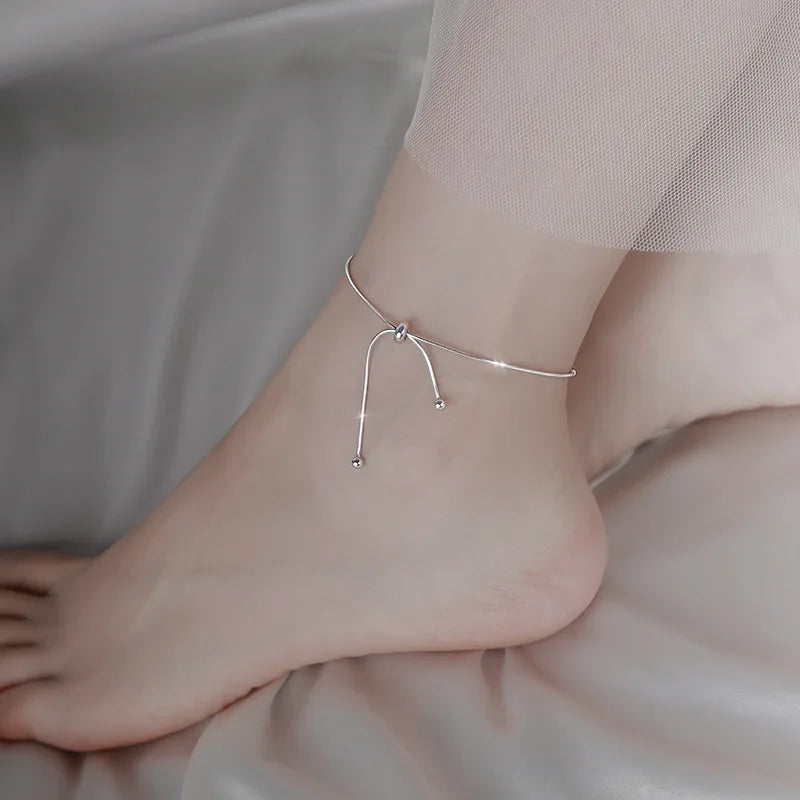 925 Sterling Silver Anklet Dazzling Chain Clear CZ Geometric Elegant For Woman Girl Fashion Jewelry Gift Dropship Wholesale