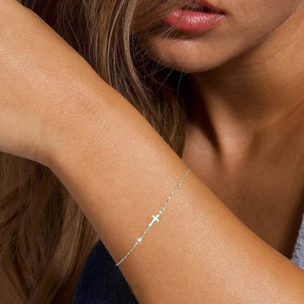 CANNER European American Style Eight-Pointed Star Zircon Bracelet S925 Sterling Silver Personality Simple Versatile Bracelet