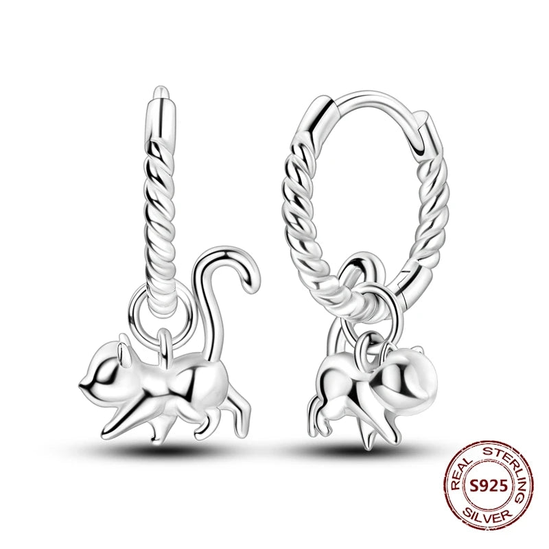 Unicorn Earrings 925 Sterling Silver Original Zircon Elephant Feather Dog Cat Blue Star Small Earrings For Women Jewelry Gift