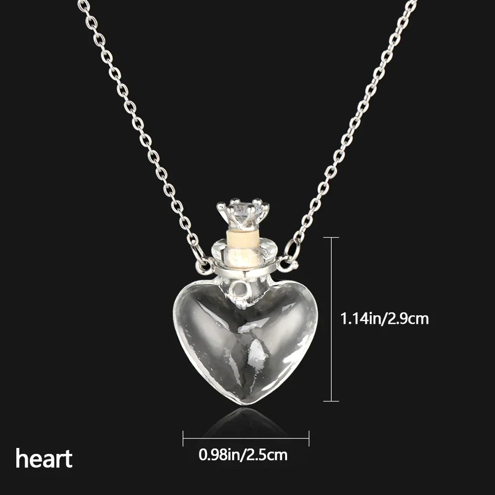 Openable Water Drop Heart Steel Chain Perfume Vial Necklace Wishing Bottle Pendant Essential Oil Diffuser Memorial Jewelry Gifts