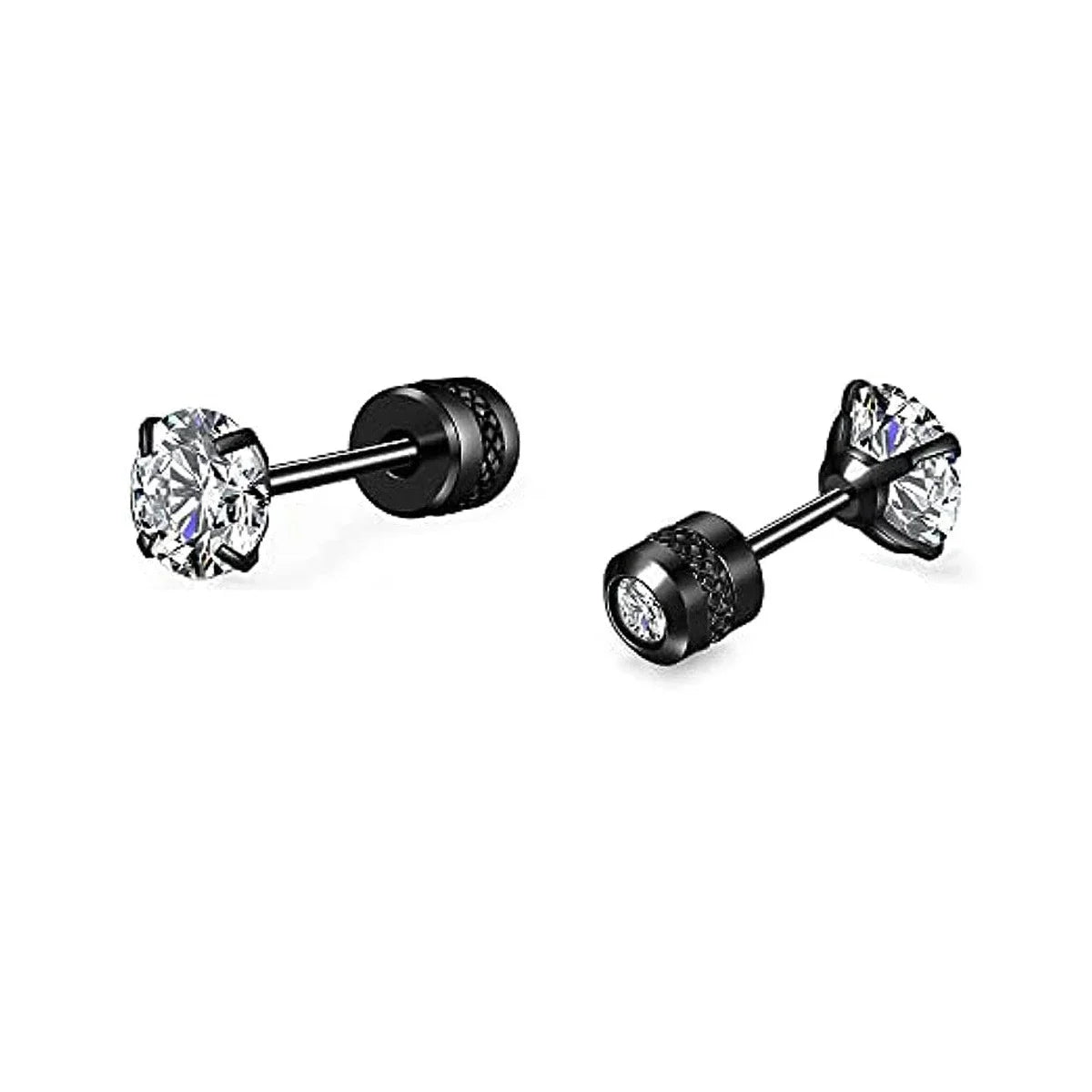 Glamorous Stainless Steel & Zircon Stud Earrings for Men – Hypoallergenic 5-Pairs Set, Durable & Versatile