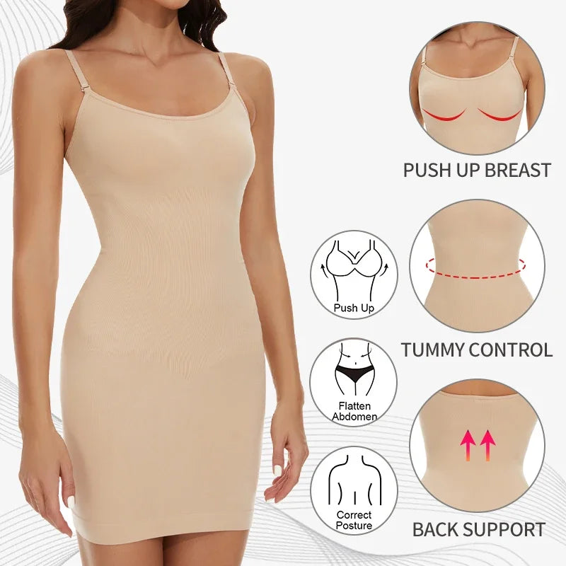 Women Shapewear Full Slip - Tummy Control Cami Mini Under Dress