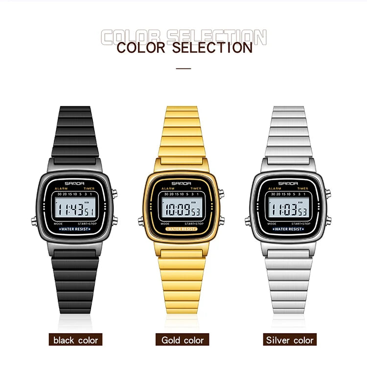SANDA Golden Quartz Watch - Waterproof Ladies Fashion Wristwatch
