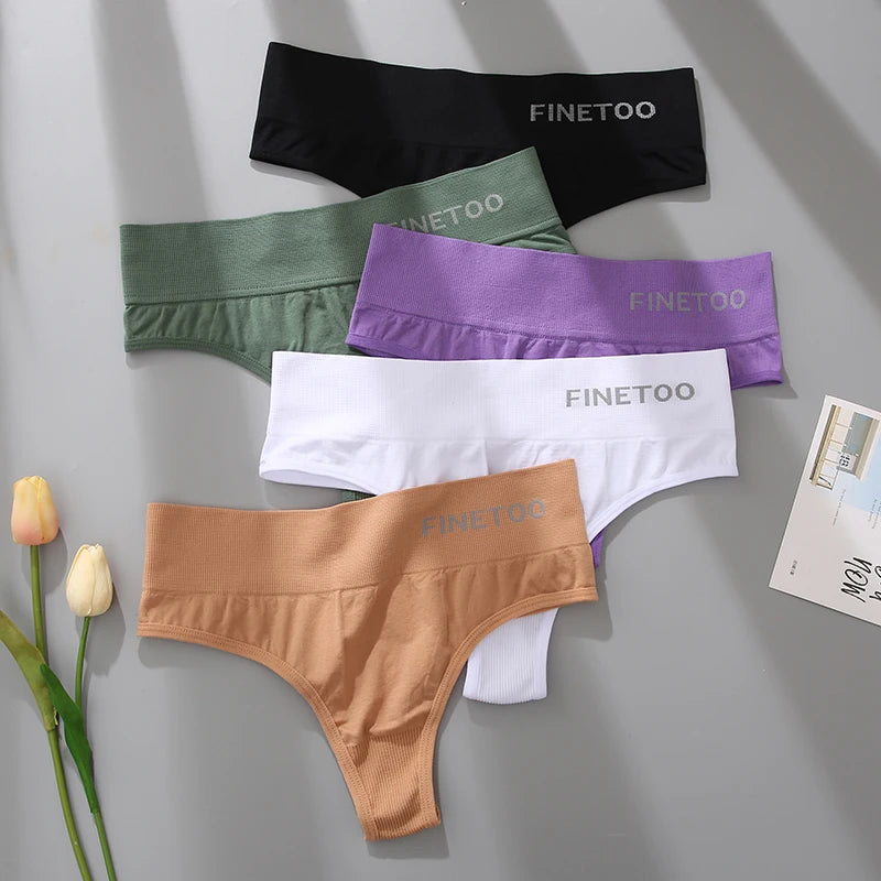 3PCS/Set Women's Panties Sexy Underwear FINETOO Large Size Thong Women Seamless Panties High Waist Girls Thongs M-2XL