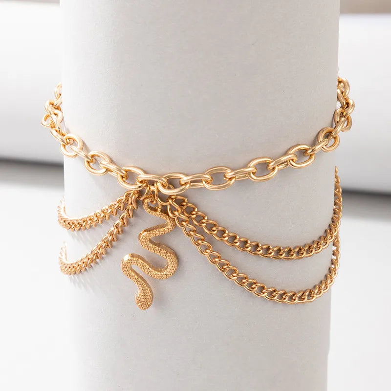 Boho Gold Silver Color Tassel Chain Bracelet Anklet Charms Snake/Starfish/Heart Sexy Leg Ankle On Foot Chain Beach Jewelry