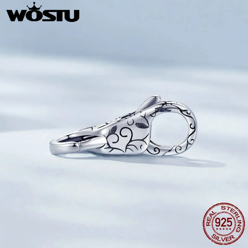 WOSTU Real 925 Sterling Silver Basic Snake Bangle Bracelet Butterfly Flower Closure Buckle For DIY Charms Bead Jewelry Make Gift