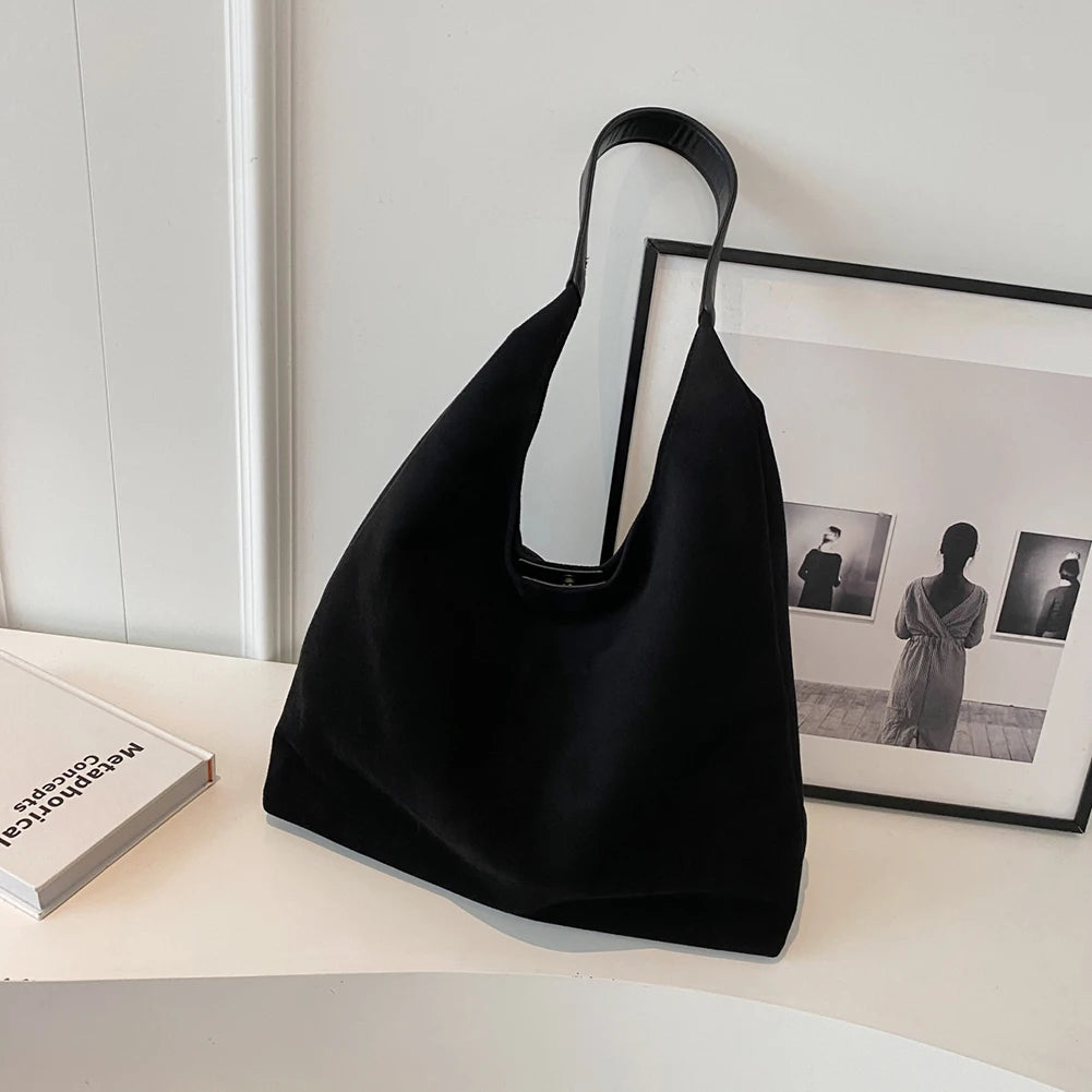 Women Suede Shoulder Bag Retro Single Shoulder Bag Large Capacity Trendy Work Hobo Solid Color Vintage Hobo Bag Top Handle Bag
