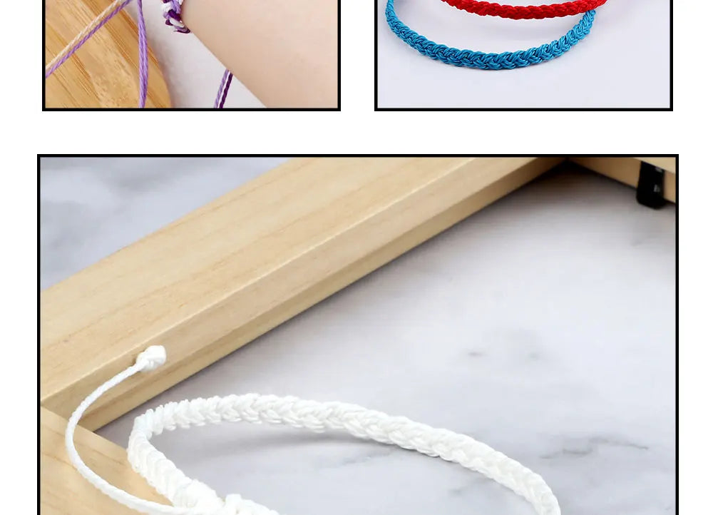 Classic Handmade Braided Bracelets for Women Men Pure Color Waxed Thread Braid Wristband Charm Bracelet Adjustable Jewelry Gifts