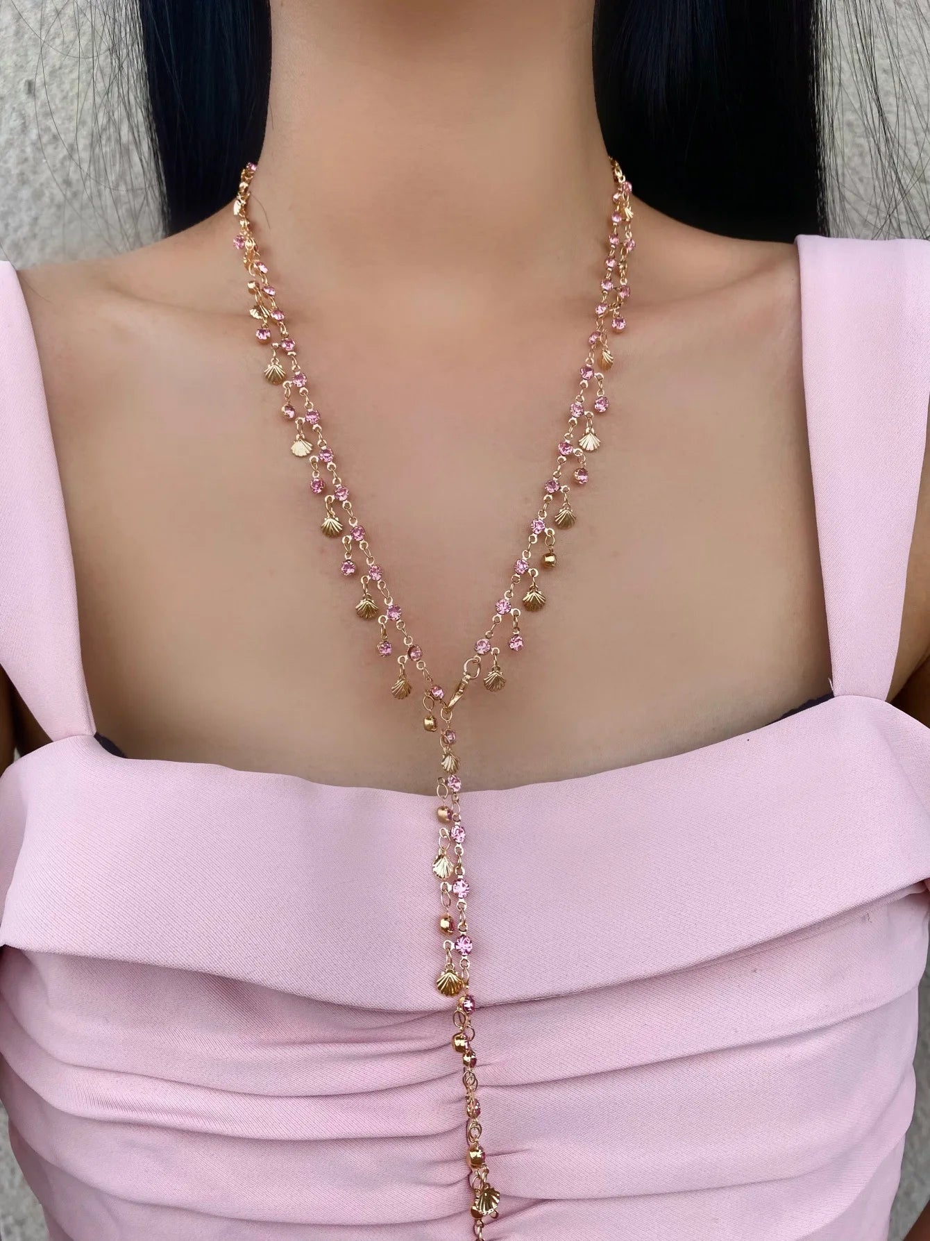 New Luxury Colourful Heart Long Tassel Necklace for Women Shiny Rhinestone Crystal Zircon Choker Bohemian Statement Jewelry