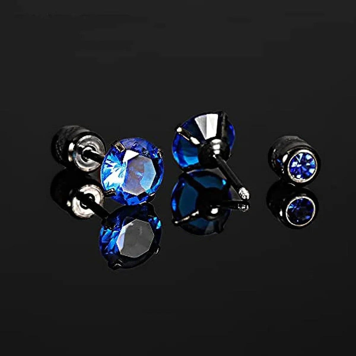 Glamorous Stainless Steel & Zircon Stud Earrings for Men – Hypoallergenic 5-Pairs Set, Durable & Versatile