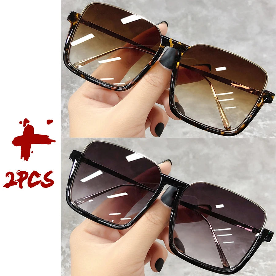 2025 Big Square Frame Travel Sunglasses - Luxury Gradient Unisex UV400