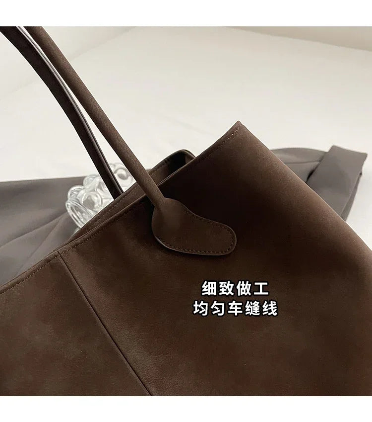 Faux Suede Solid Color High Quality Fashionable Versatile Handbag 2025 Women's Product Hot Selling  Large Capacity Shoulder Bag