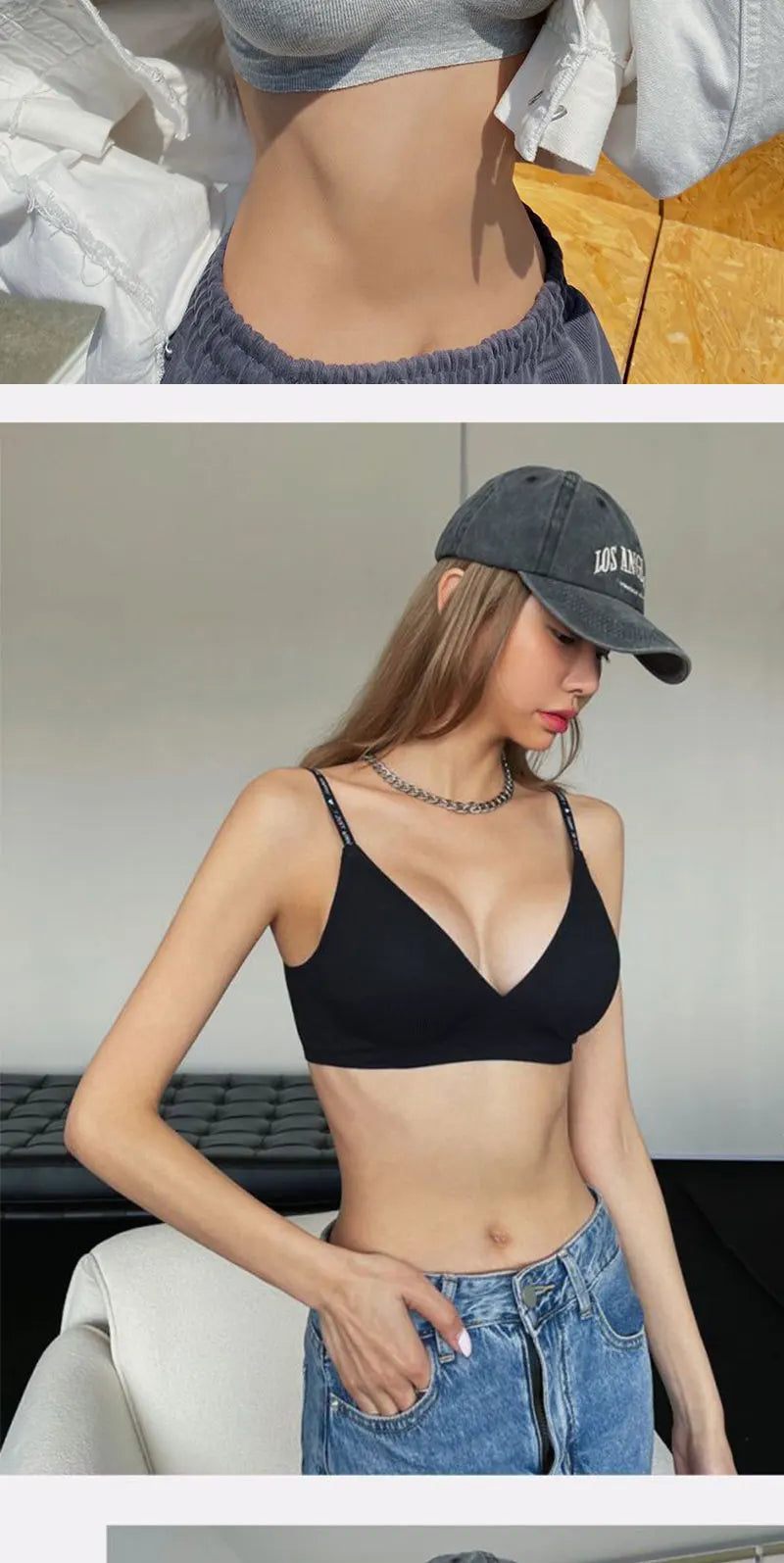 FINETOO 1PCS Women Sexy Seamless Bras Deep V Neck Bralette Sexy Lingerie Letter Strap Tops Push Up Underwear Wireless Brassiere