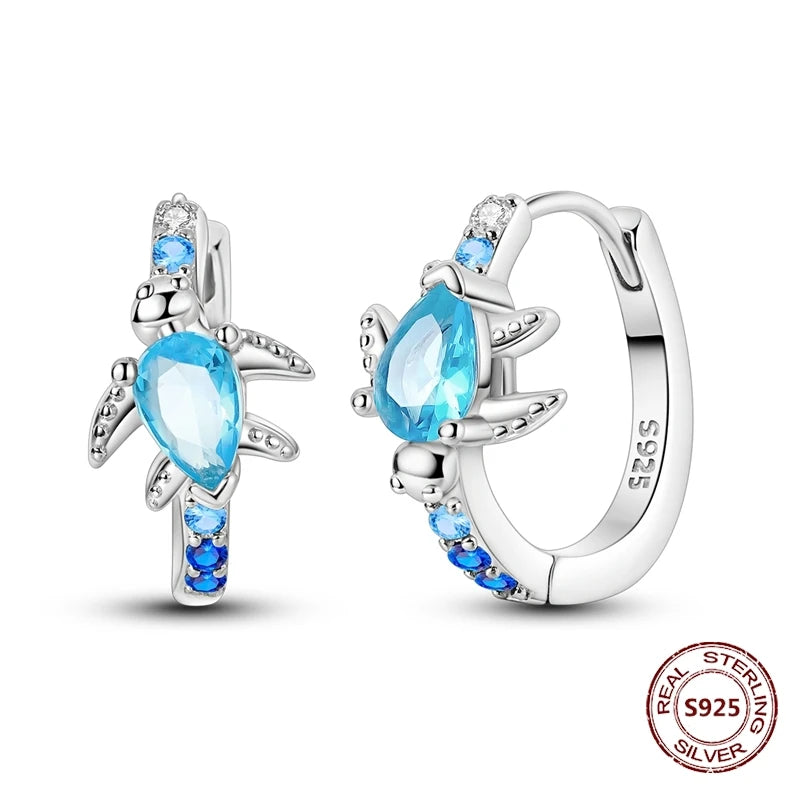 Unicorn Earrings 925 Sterling Silver Original Zircon Elephant Feather Dog Cat Blue Star Small Earrings For Women Jewelry Gift