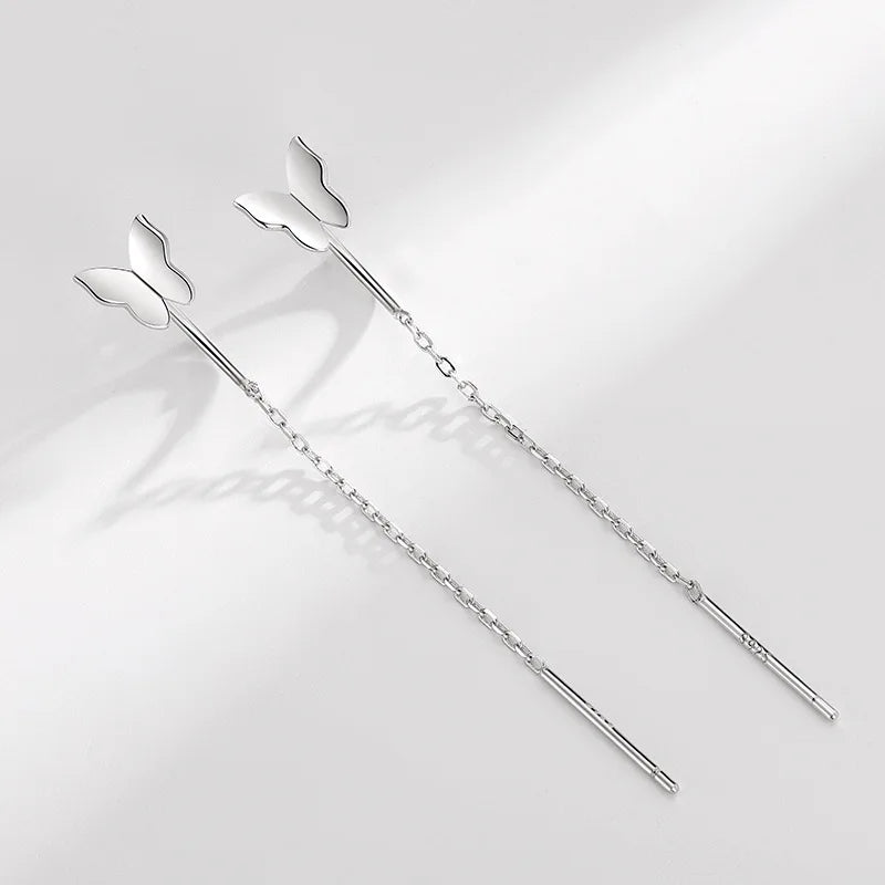 S925 Silver Needle Micro-inlaid Zircon Flower Ear Line Exquisite Light Luxury High Quality Drop Earring Star Jewelry Gifts