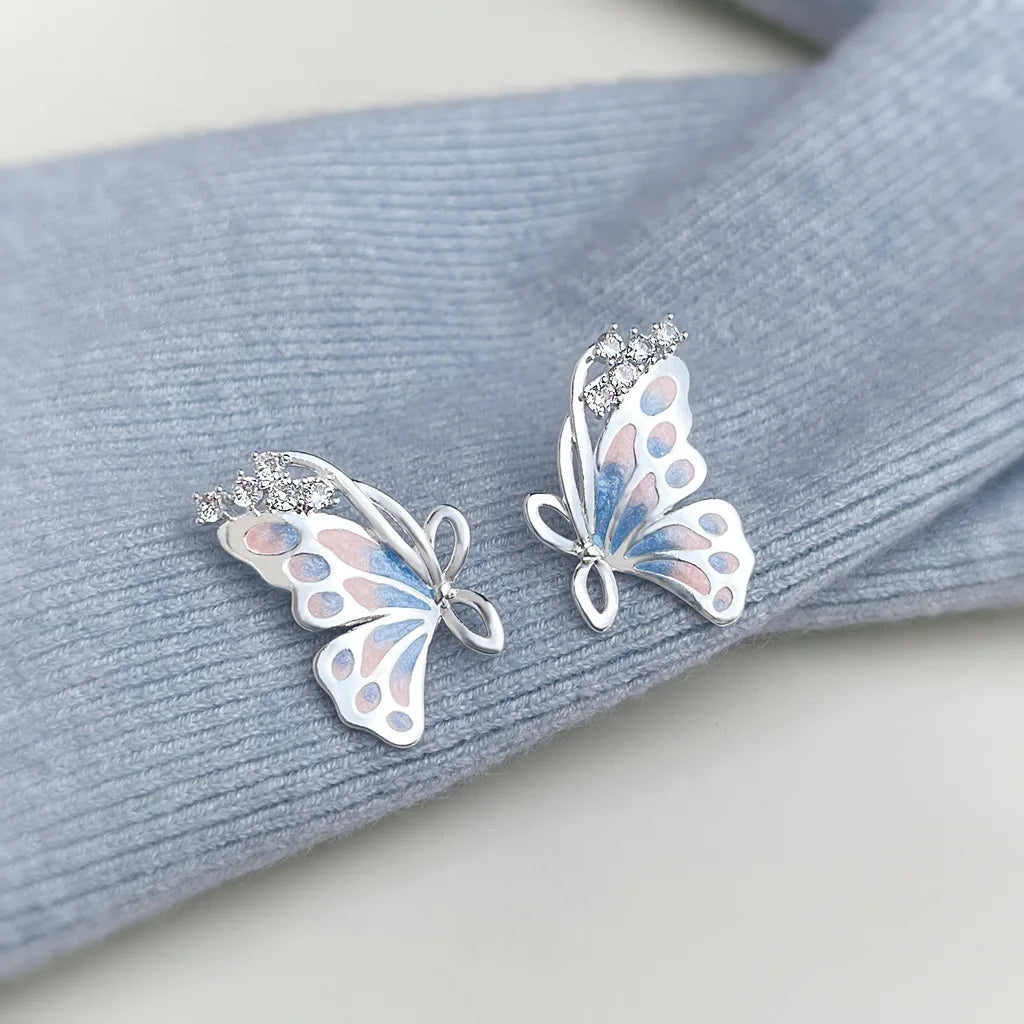 butterfly New Fashion Earrings Micro inlaid zircon Women's earrings colored metal Earrings for women versatile sexsy girls