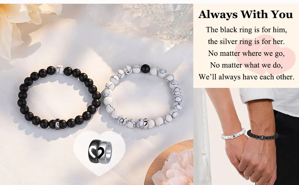 2PCS/Set Couple Ring Bracelets Gifts for My Love,My Man,Boyfriend,Soulmate,Valentine's Day Anniversary Birthday Christmas Gift