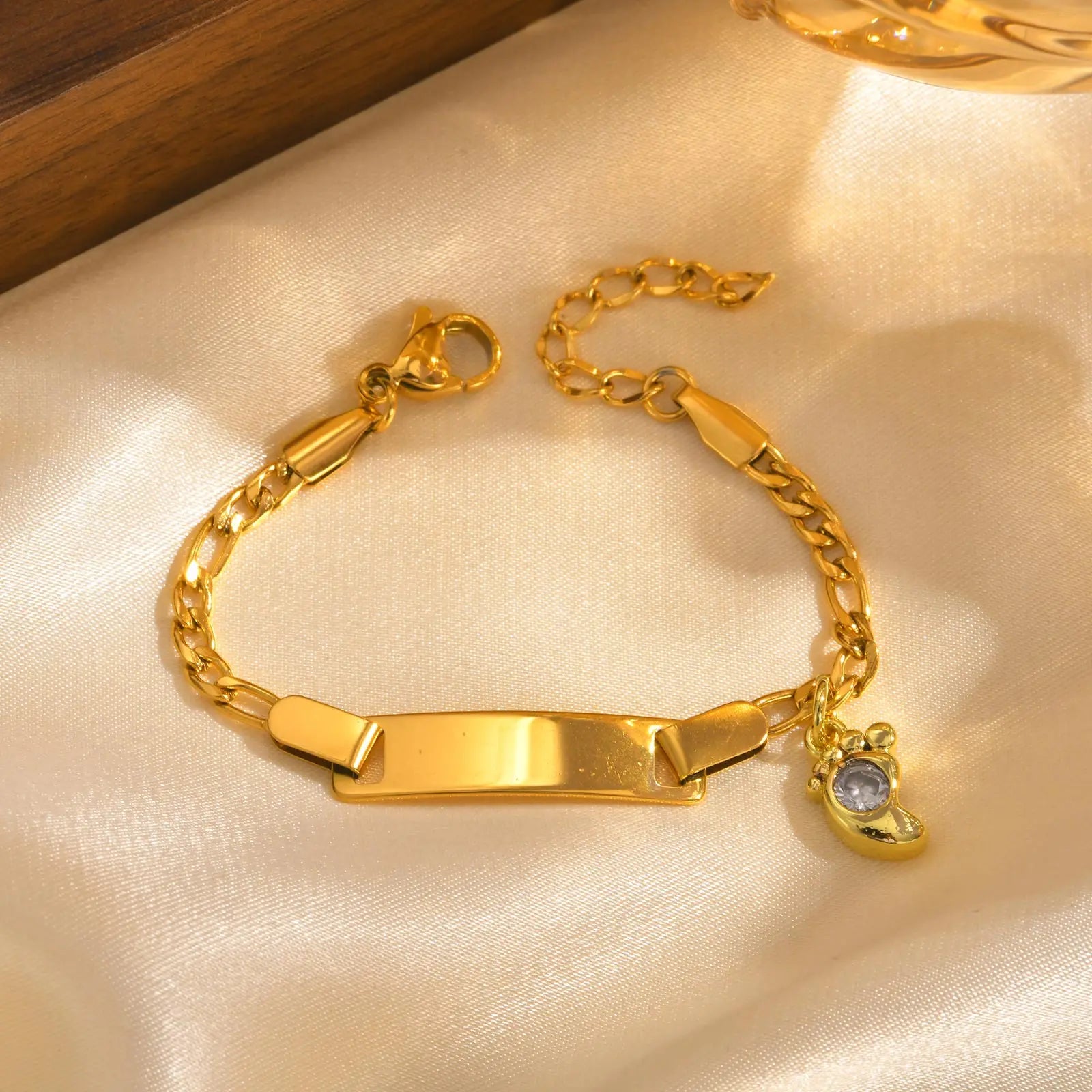 Personalized Baby Bracelet - Custom Name ID Stainless Steel Newborn Baptism Gift