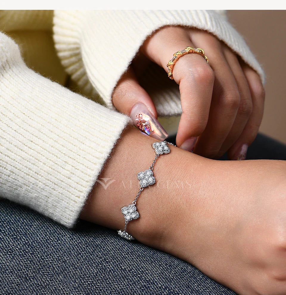 Moissanite Luxury Bracelet D VVS1 - S925 Sterling Silver Gold Plated
