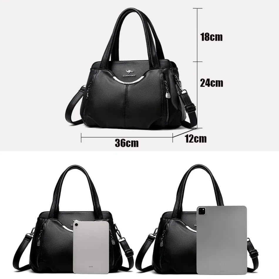 Luxury Soft Leather Handbag - Designer Crossbody Tote Bag 2024