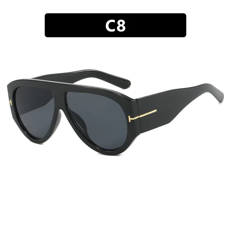 Vintage Oval Large Frame Sunglasses - Trendy Street Style UV400 Women