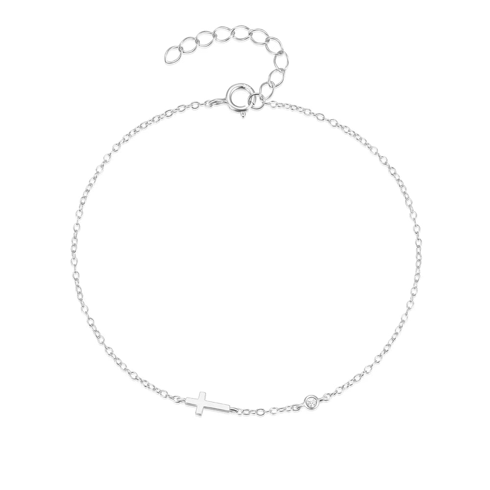 CANNER European American Style Eight-Pointed Star Zircon Bracelet S925 Sterling Silver Personality Simple Versatile Bracelet