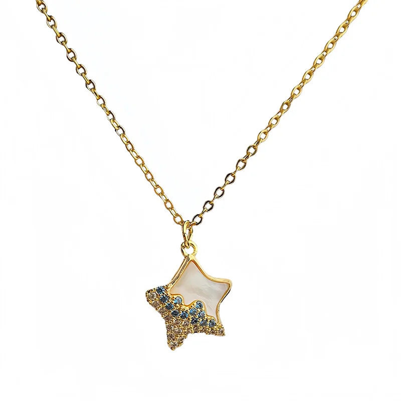Beach style women's neck chain Inlaid shells Necklace Geometric starfish design Jewelry on the neck commute Women's jewelry