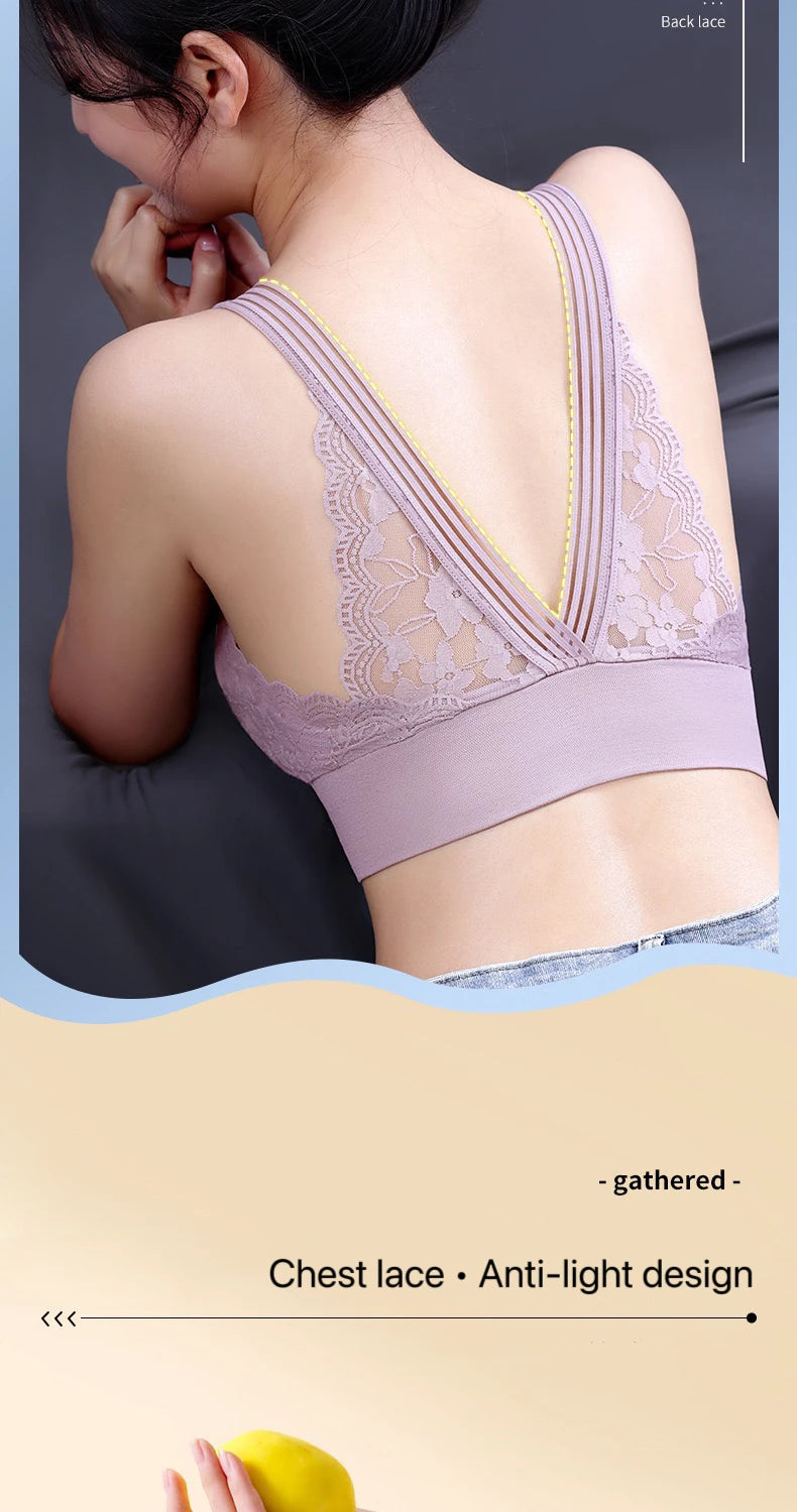 2PCS Women Lace Bras - Wireless Bralette Vest Style Tube Tops