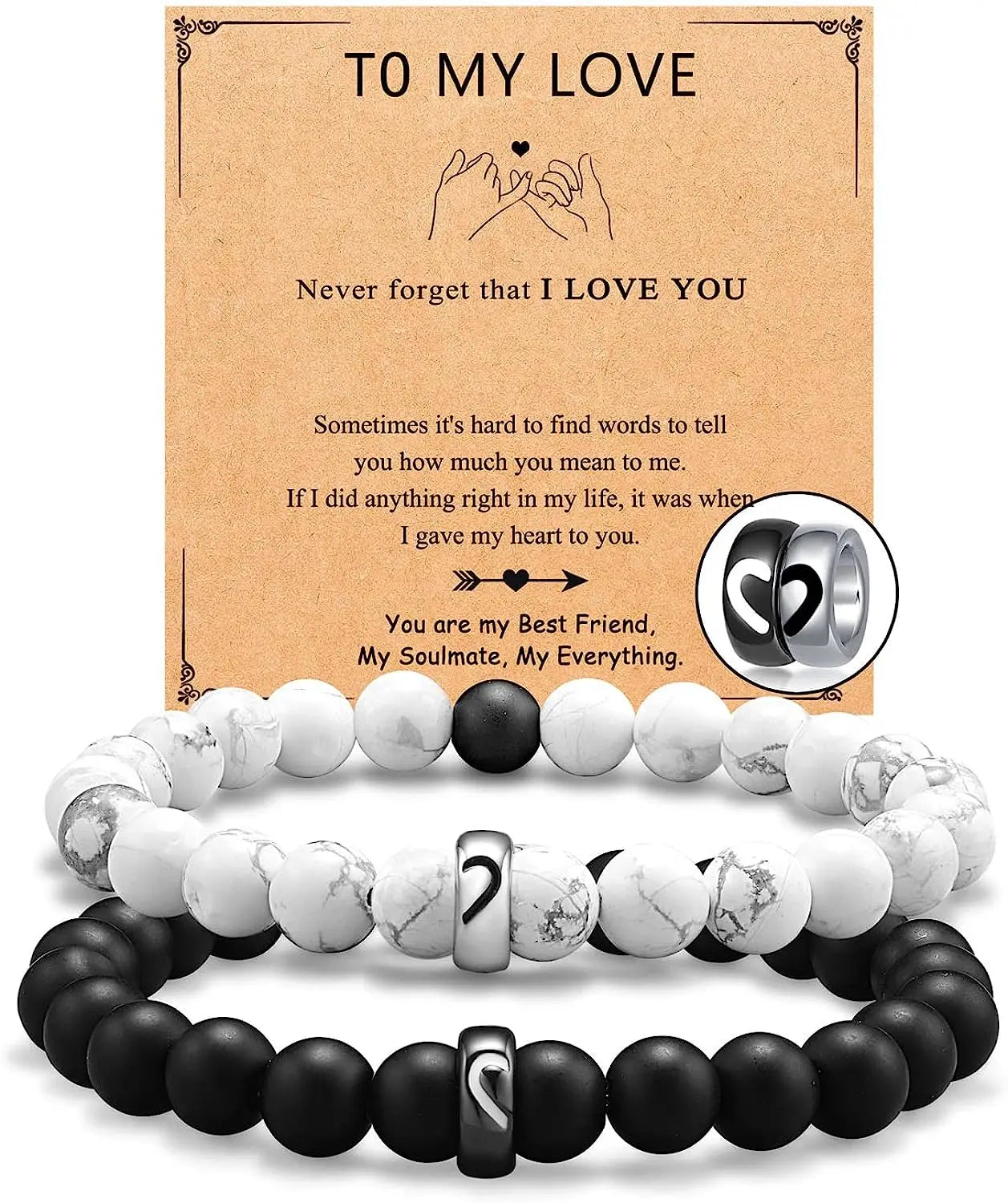 2PCS/Set Couple Ring Bracelets Gifts for My Love,My Man,Boyfriend,Soulmate,Valentine's Day Anniversary Birthday Christmas Gift