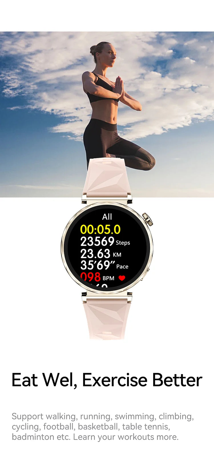 GT5 Mini Smart Watch for Woman IP68 Waterproof 1.32" IPS Screen Make/Receive Calls Message Sleep Tracking Sport Modes Smartwatch