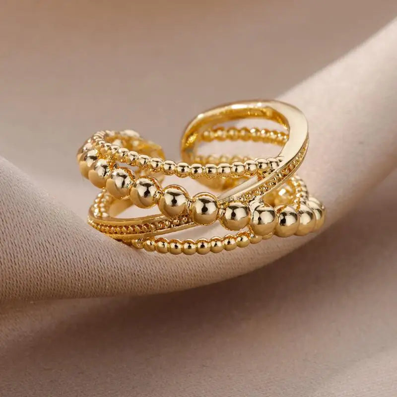 Stainless Steel Rings for Women Aesthetic Heart Gold Color Wedding Ring Vintage Waterproof Wedding Jewelry Prom Accessories Gift