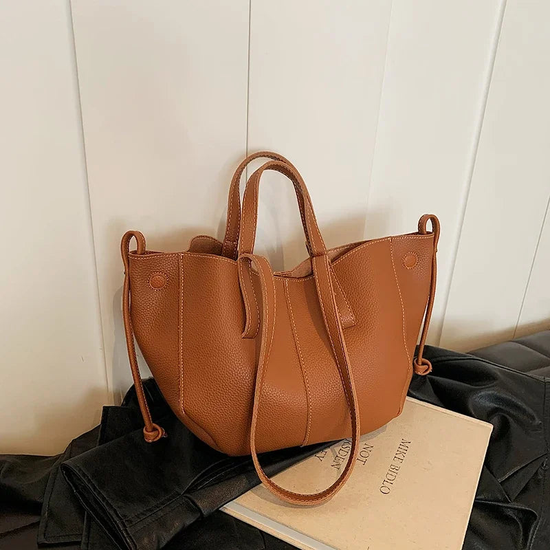 High Quality PU Tote Bags Fashion Solid Hasp Simple Versatile Sense of Luxury Shoulder and Handbags for Women 2024 New Style