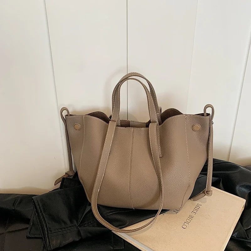 High Quality PU Tote Bags Fashion Solid Hasp Simple Versatile Sense of Luxury Shoulder and Handbags for Women 2024 New Style