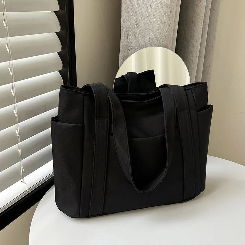 High Quality Commuting Tote Bag Simple Nylon Women's Shoulder Bag Large Capacity Student Class Handbag