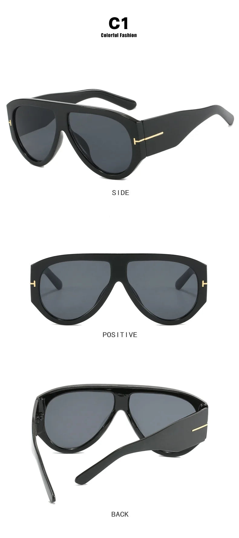 Vintage Oval Large Frame Sunglasses - Trendy Street Style UV400 Women